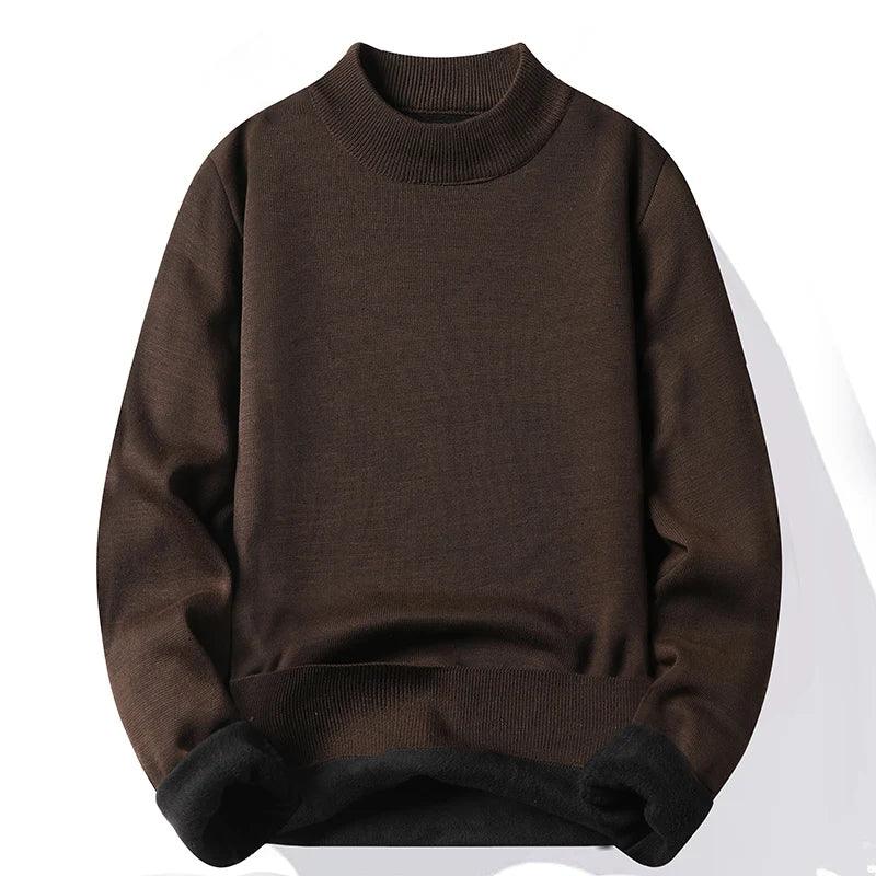 Men's Pullover Soft Sweater - Winter Velvet Fleece Warm Slim Fit Shirt - JVMCL