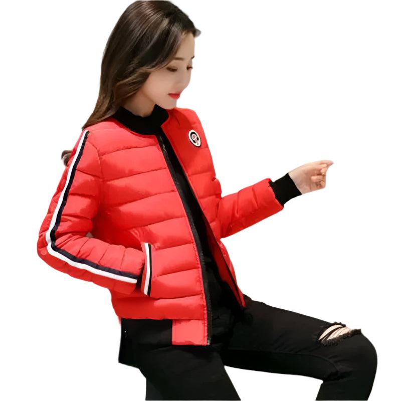 Quilted Cotton Women's Bomber Jacket: Padded Short High-Quality Winter Essential Parka Coat - JVMCL