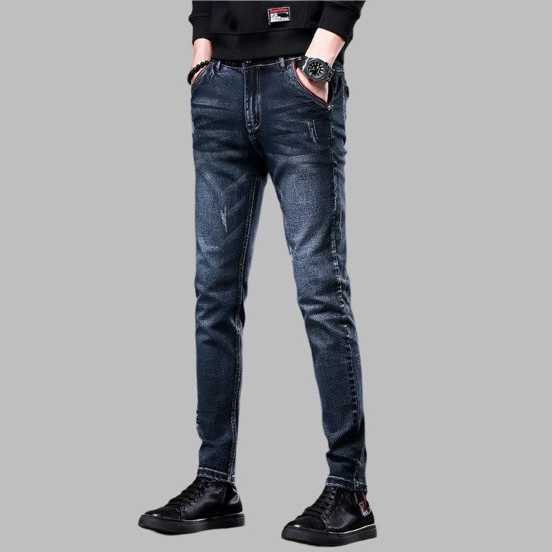 Men's Denim Jeans: Classic Stretch Slim Straight-Leg Trousers - JVMCL