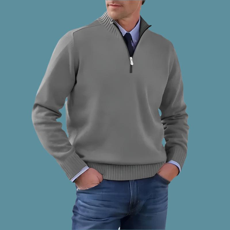 Men’s Autumn Half-Zip Breathable Knitted Turtleneck Pullover Sweater Jacket - JVMCL