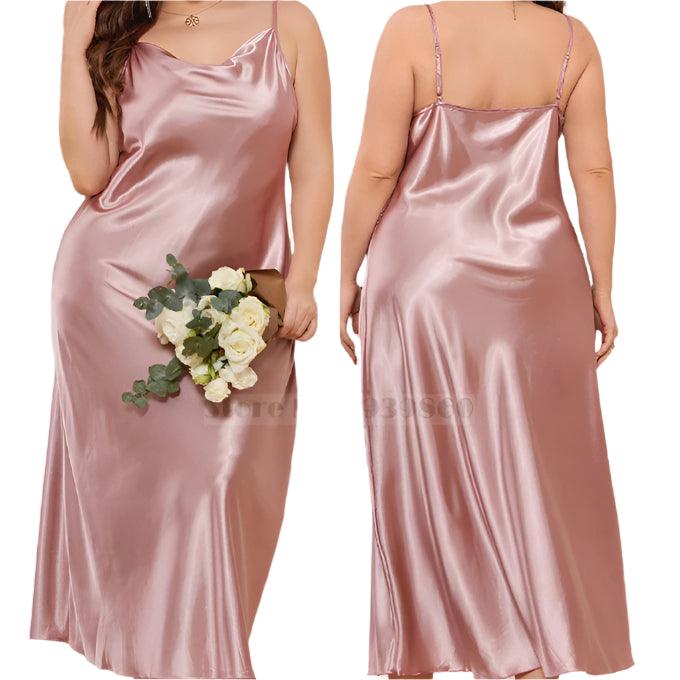 Plus Size Satin Nightgown – Sexy & Elegant Lace Chemise for Women (XL-5XL) - JVMCL