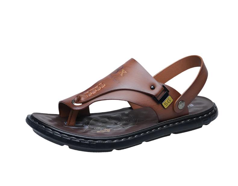 Men's Summer Water Trekking Beach Sandals-Anti-Slip Soft Sole Leather Flip Flops - JVMCL