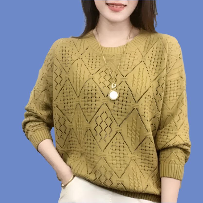 Elegant Knitted Sweater Loose-Fit Daily Work Casual Jumper for Spring Autumn - JVMCL