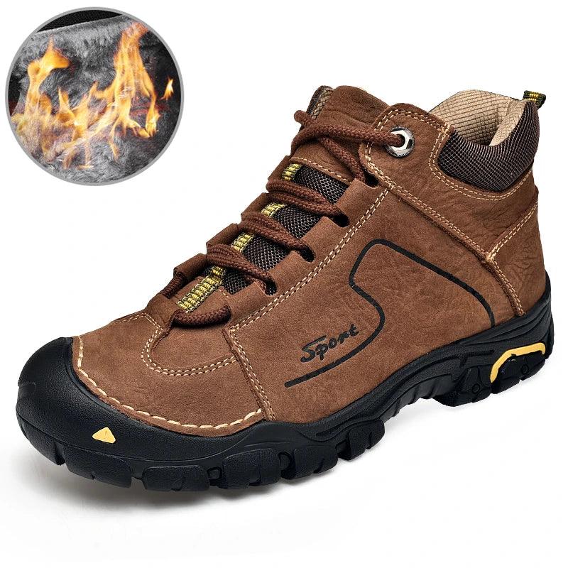 Golden Sapling Outdoor Boots Genuine Leather Men's Shoes Winter Tactical Shoe Platform Men Work Boot Mountain Trekking Chaussure - JVMCL