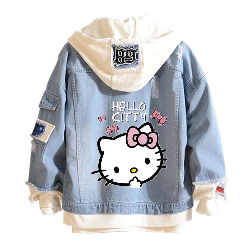 A Hello Kitty High-Quality Anime collectible Denim Bomber Jacket - JVMCL