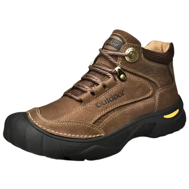 Classic Outdoor Men's Leather Winter Boots – Retro Mountain Trekking Style - JVMCL