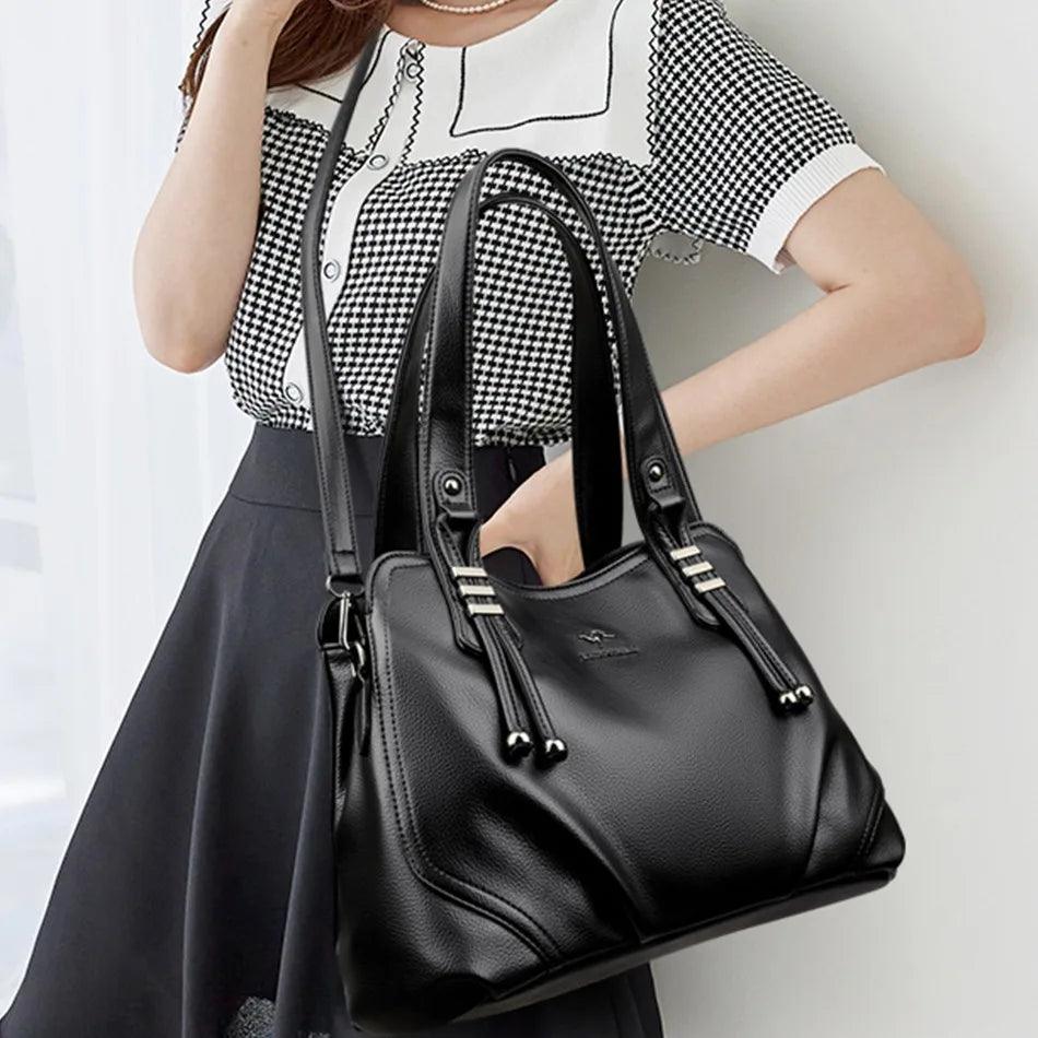 High-Quality Luxury 3-Layer Soft Leather Shoulder & Crossbody Designer Handbag - JVMCL