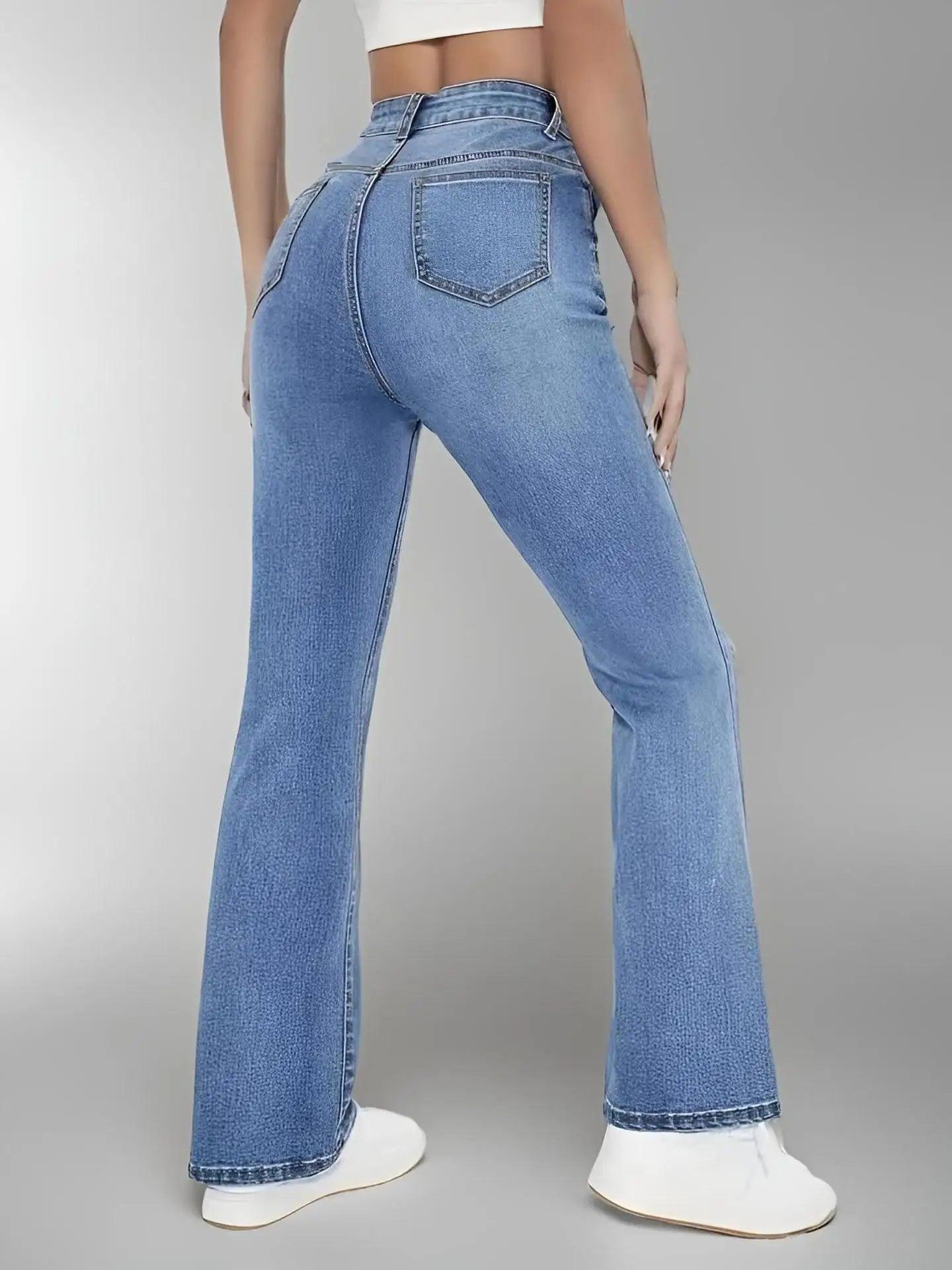 Trendy High-Waist Slimming Straight-Leg Jeans – European & American Casual Chic - JVMCL