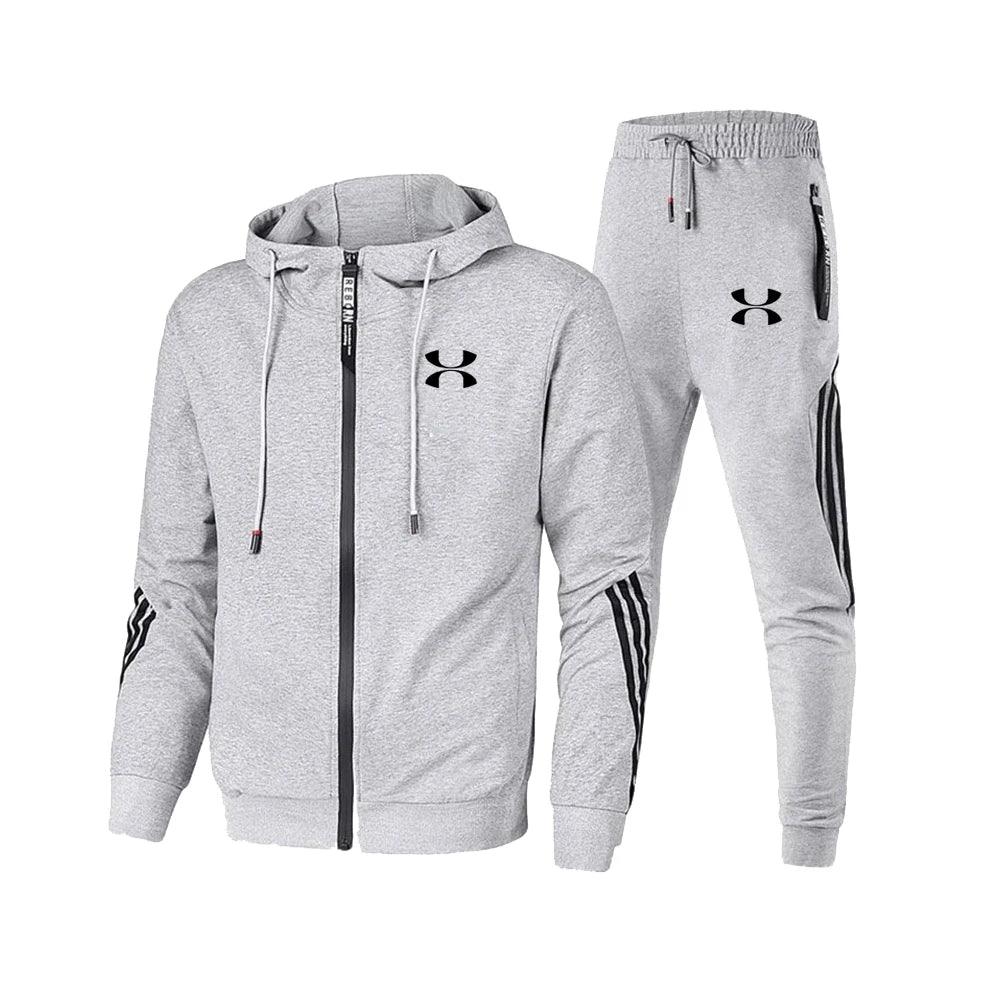 Men's Casual Sports Hoodie Set –Zipper Jacket + Elastic Waist Pants Jogging Suit - JVMCL