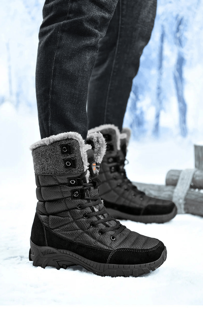 Super Warm Men Hiking Waterproof Leather Winter Snow Boots Sneakers - JVMCL