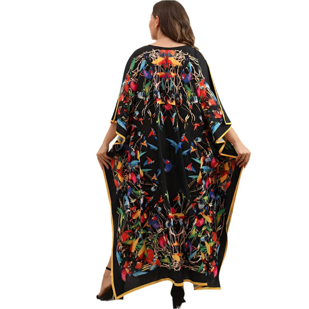 Plus Size Bohemian Nightdress - Silky Beach Robe & Homewear for Women - JVMCL