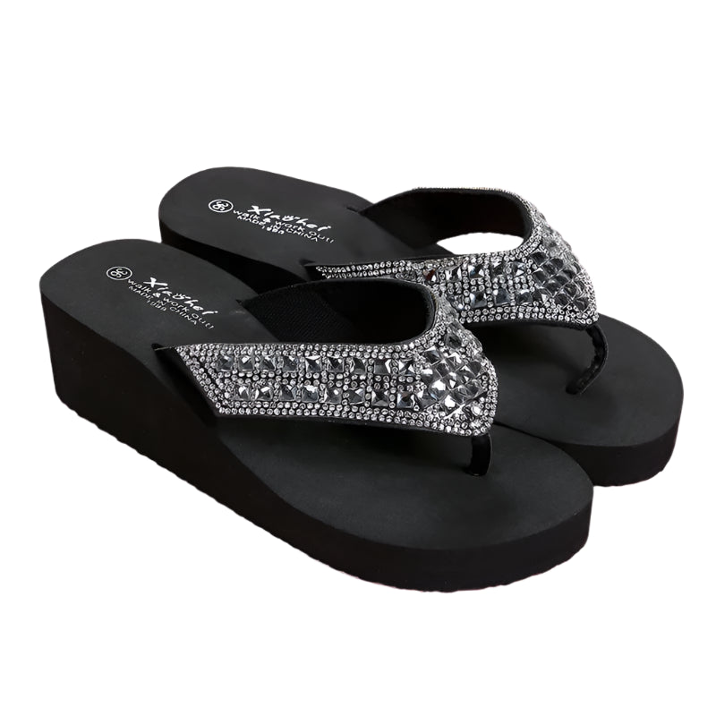 Women's Female Crystal Thongs Rhinestone Flip Flops Summer Slippers Sandals