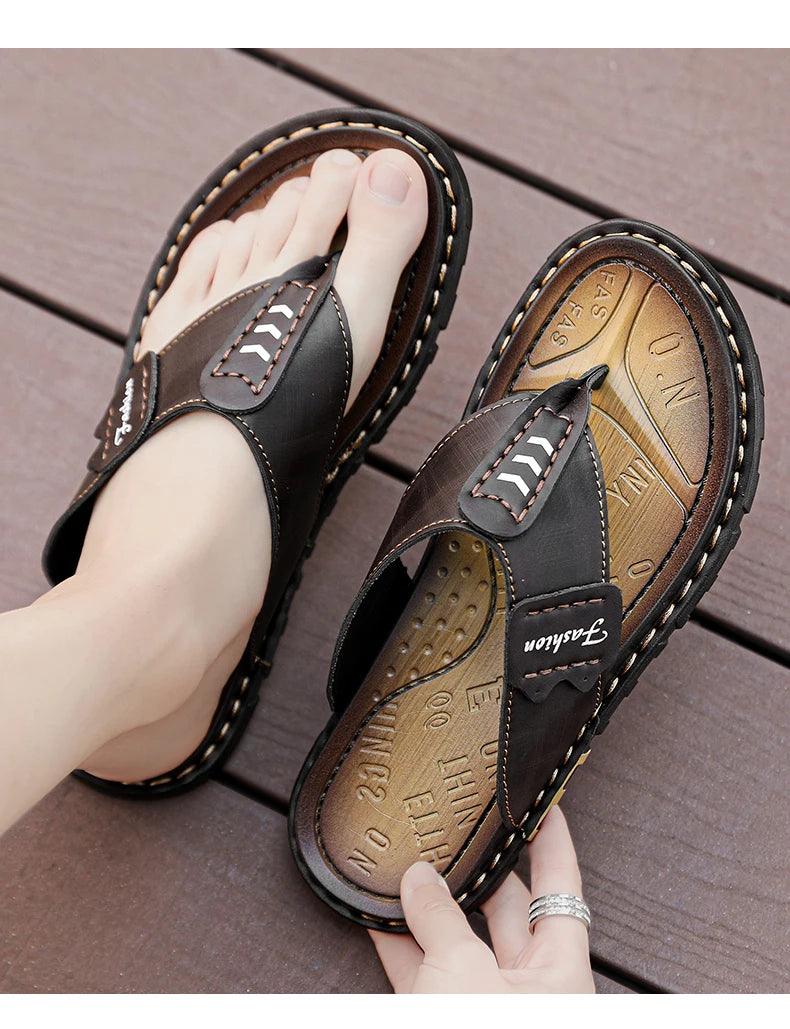 Comfortable Casual Non-slip Beach Flip Flops Plus Size Men's Outdoor Sandals - JVMCL