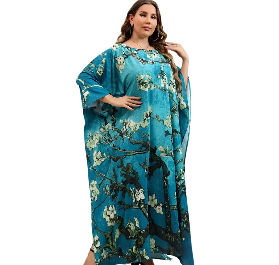 Plus Size Bohemian Nightdress - Silky Beach Robe & Homewear for Women - JVMCL