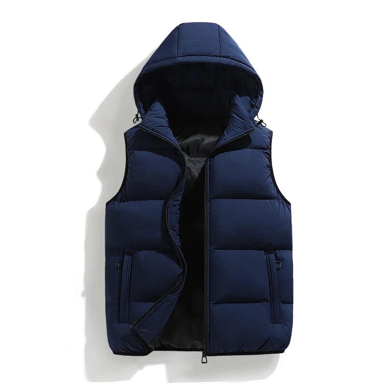 Warm and Stylish Men's Autumn and Winter Thick Hooded Vest with Detachable Hat - JVMCL