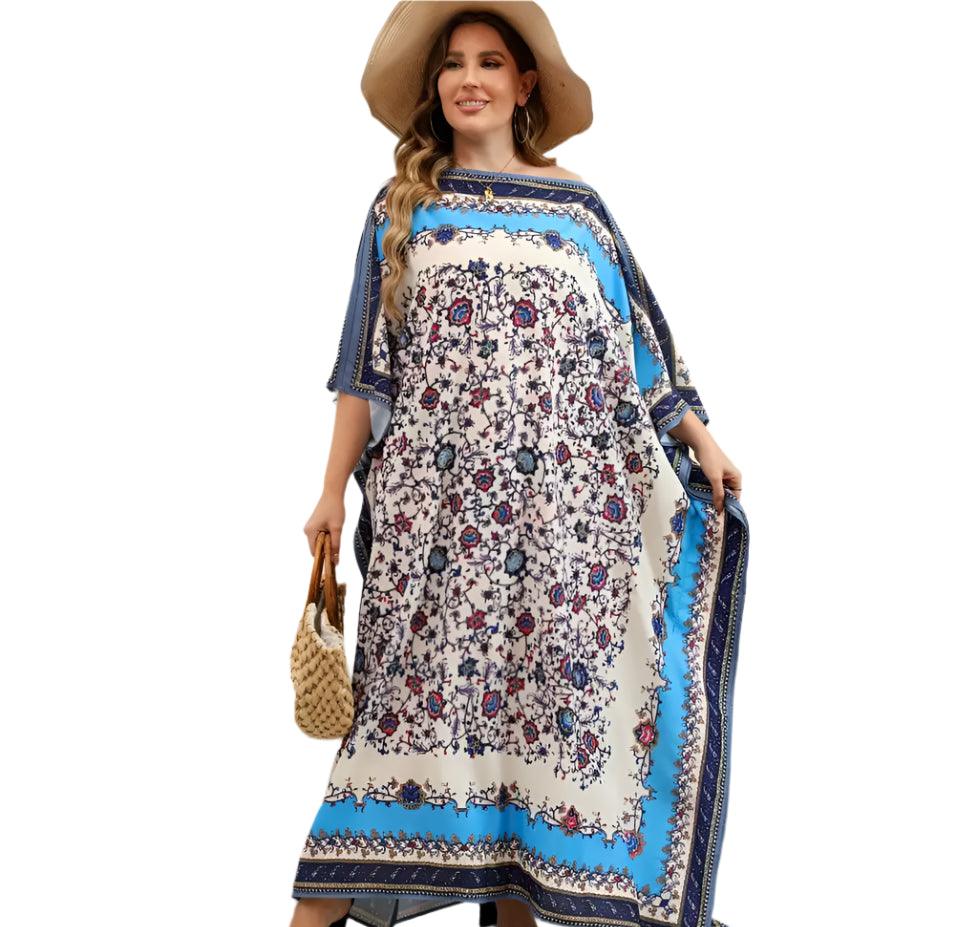 Plus Size Bohemian Nightdress - Silky Beach Robe & Homewear for Women - JVMCL