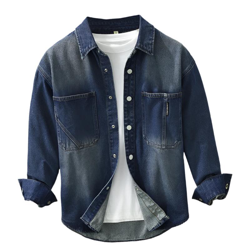 Cotton Men's Casual Denim Coat: Spring Fashion High-Quality Long Sleeve Shirt - JVMCL