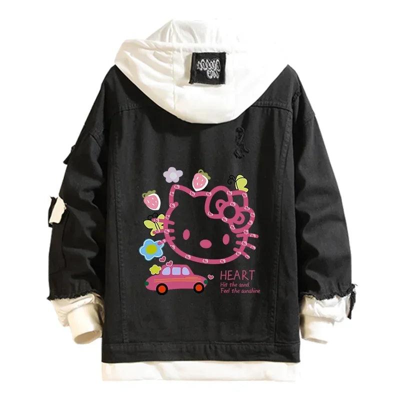 A Hello Kitty High-Quality Anime collectible Denim Bomber Jacket - JVMCL