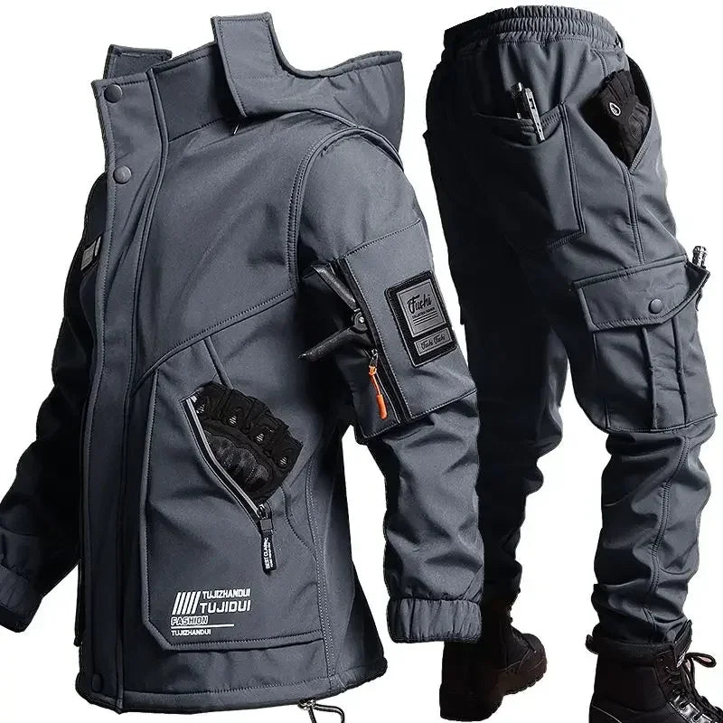 Windproof Waterproof Winter Velvet Thickened Tactical Military Style Uniform Set - JVMCL