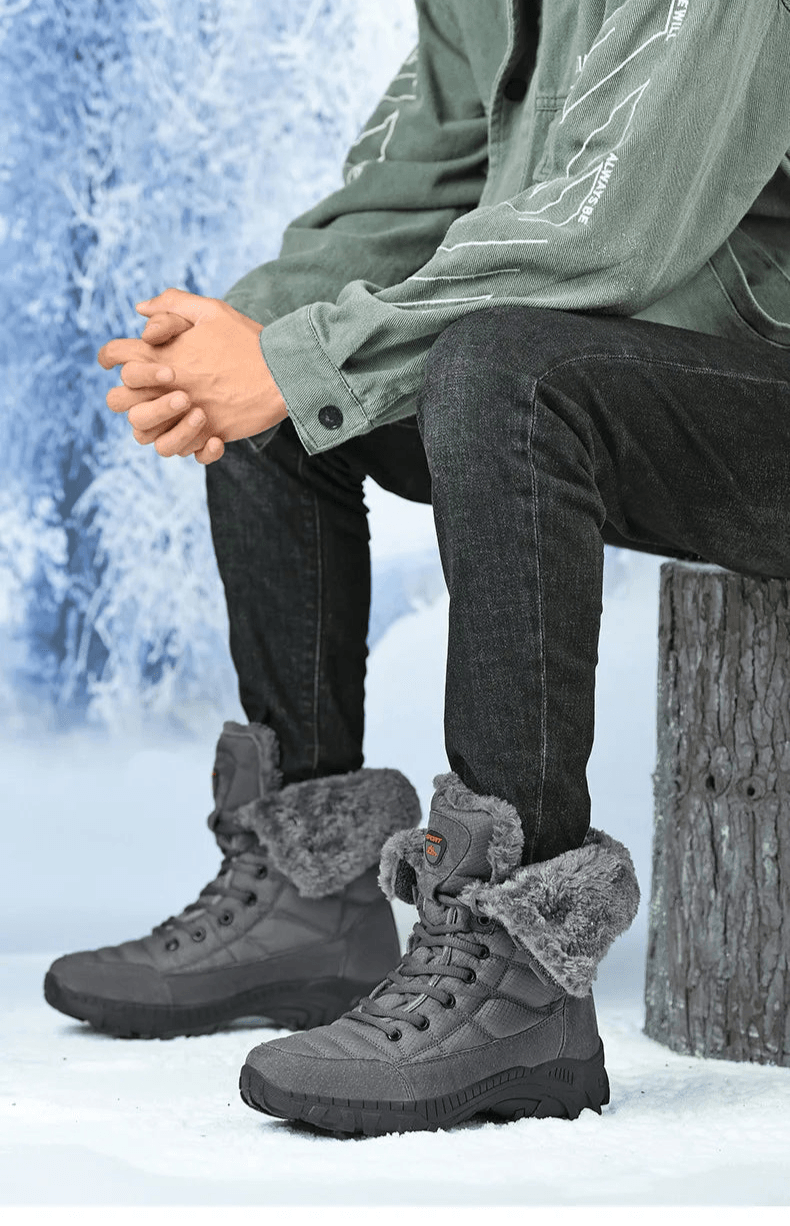 Super Warm Men Hiking Waterproof Leather Winter Snow Boots Sneakers - JVMCL