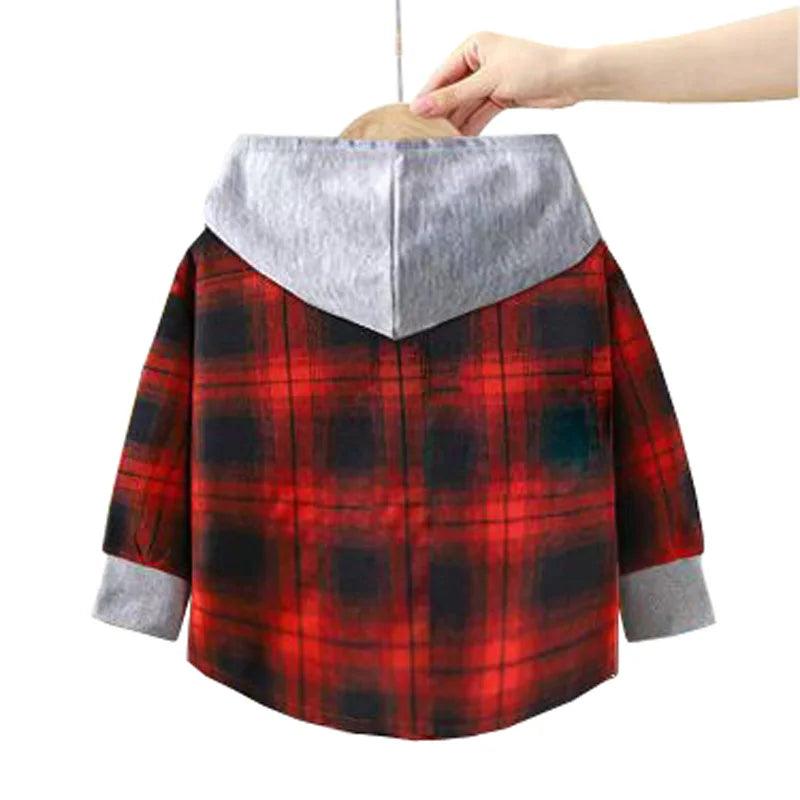 Kitty-Inspired Cute & Casual Hello Hooded Plaid Kids Shirt Outfit (1-12 Years) - JVMCL