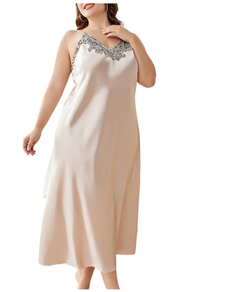 Plus Size Satin Nightgown – Sexy & Elegant Lace Chemise for Women (XL-5XL) - JVMCL