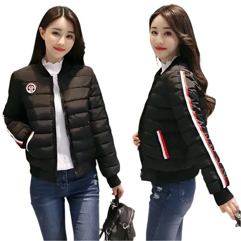 Quilted Cotton Women's Bomber Jacket: Padded Short High-Quality Winter Essential Parka Coat - JVMCL