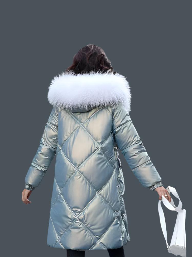 Warm and Stylish All Winter Long Women’s Hooded Fur Collar Parka Jacket - JVMCL