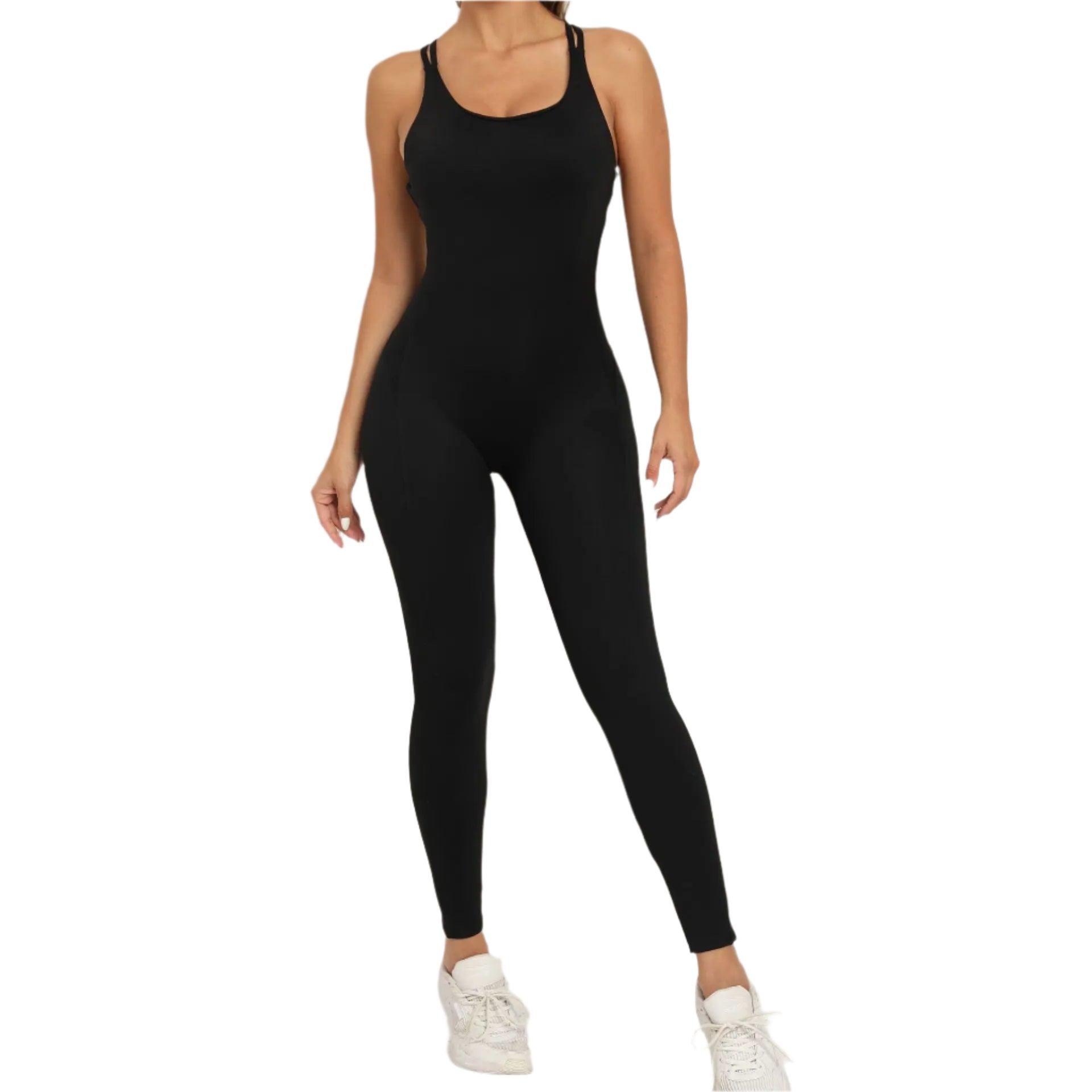 Sexy Backless Bodycon Scrunch Jumpsuit –Push-Up Dance Fitness Overalls for Women - JVMCL