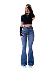 Women’s High-Waist Y2K Flare Jeans – Vintage Streetwear Style - JVMCL