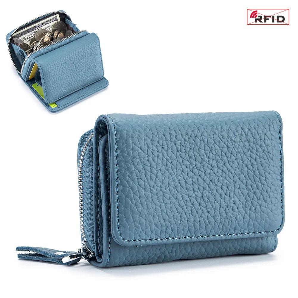 Genuine Leather 3-Fold RFID Wallet – Compact, Stylish, and Secure