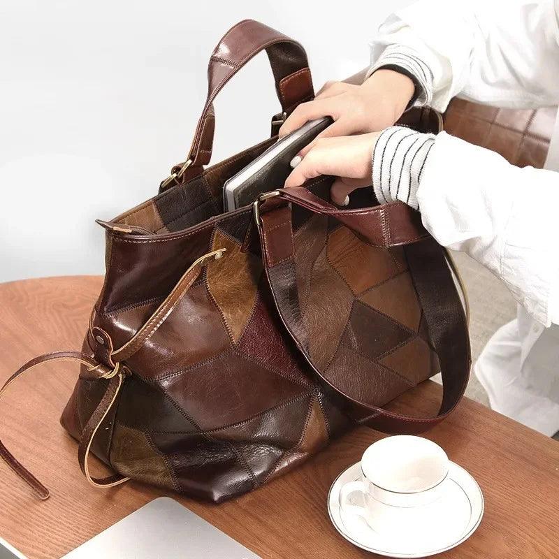 Luxury Genuine Leather Travel Tote – Top Layer Cowhide Shoulder & Crossbody Bag - JVMCL