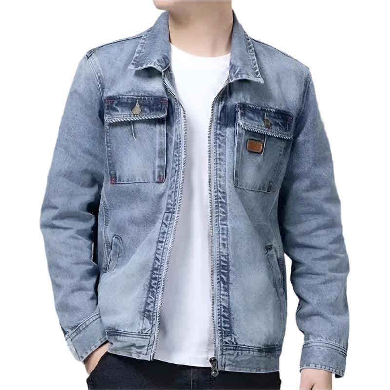 All-in-one Stylish Men's Denim Overalls Multi Pocket Autumn Winter Jacket - JVMCL