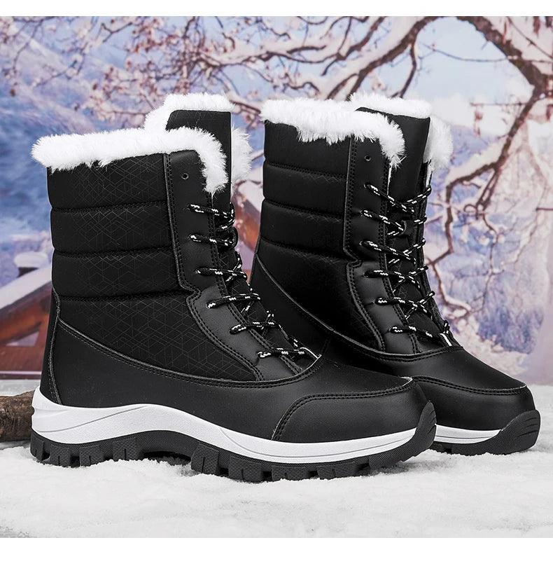 Outdoor Non-slip Women Warm Waterproof Boots Fashion Designer Plush Snow Boots - JVMCL