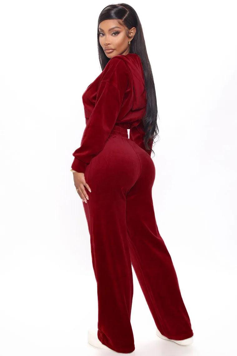 Women's Sport Tracksuit – Velvet Hooded Jacket & Jogger Pants for Fitness & Casual Wear - JVMCL