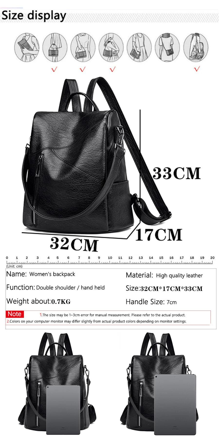 Vintage Anti-Theft Soft Leather Backpack, – Stylish & Secure Travel Companion - JVMCL