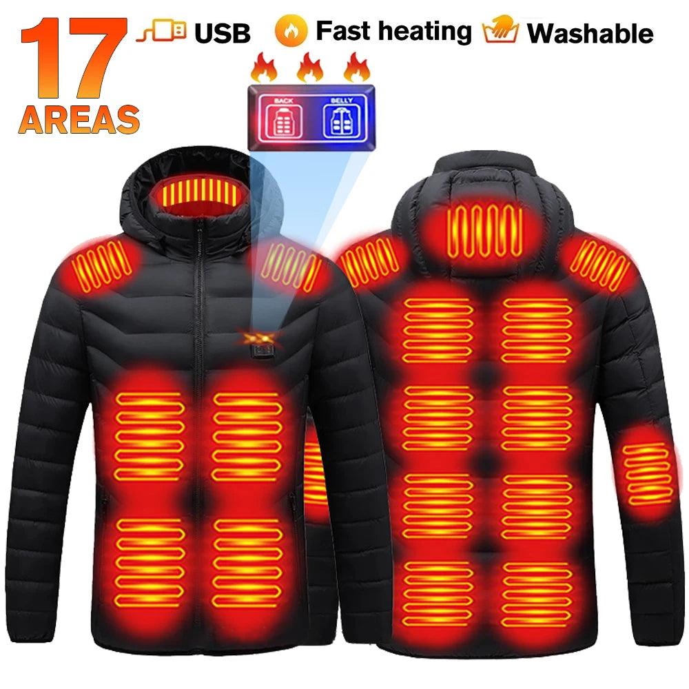 21-Area Heated Waterproof Winter Coat – USB-Powered Warm Vest for Men & Women - JVMCL