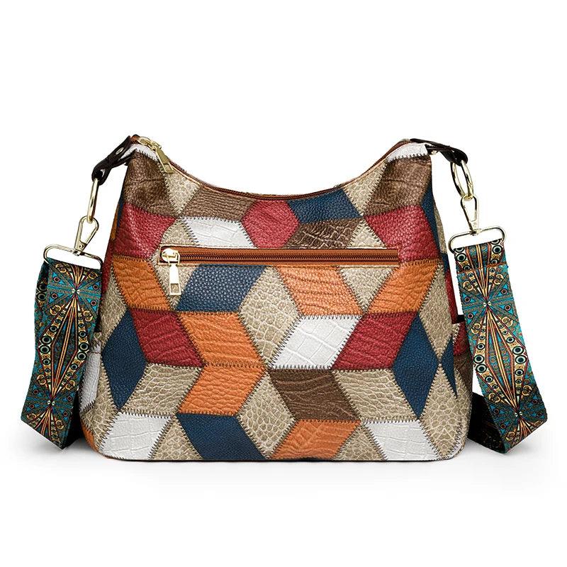 Multi-Pocket Women's Shoulder & Crossbody Bag - Luxury Patchwork PU Leather Handbag - JVMCL