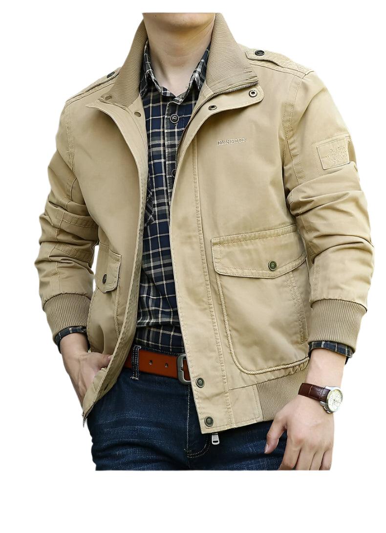 Functional Style Cotton Multi-Pocket Military Cargo Bomber Jacket for Men - JVMCL