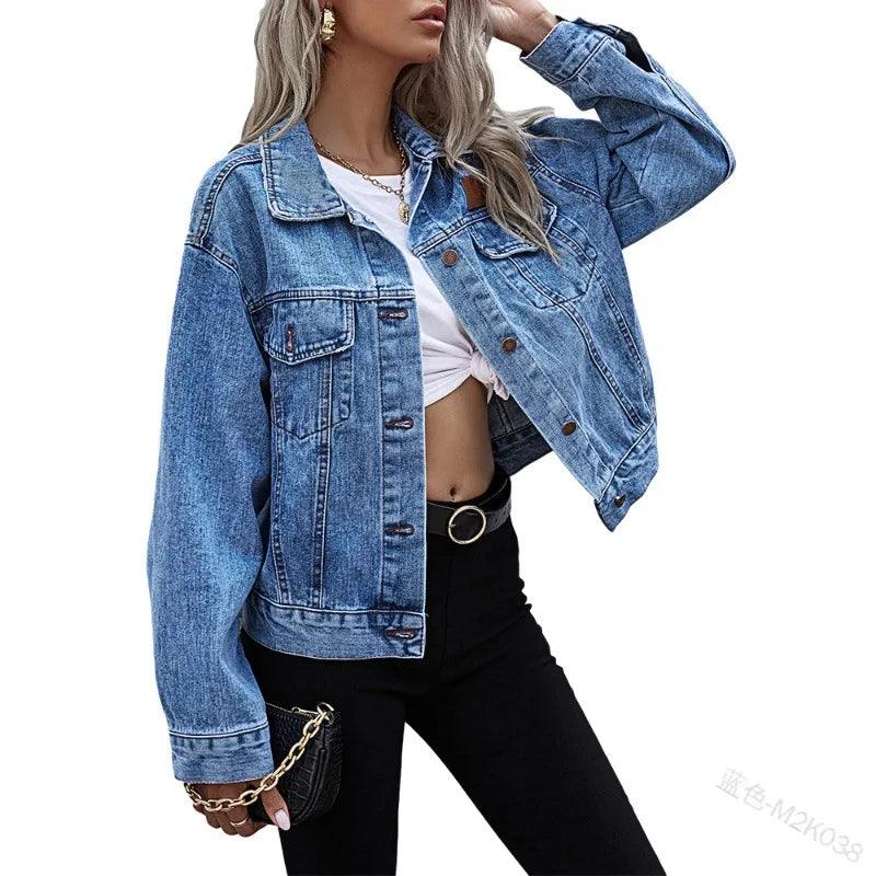 Regular fit Autumn Punk Style Women’s Loose Denim Jacket - Casual Jean Outerwear - JVMCL