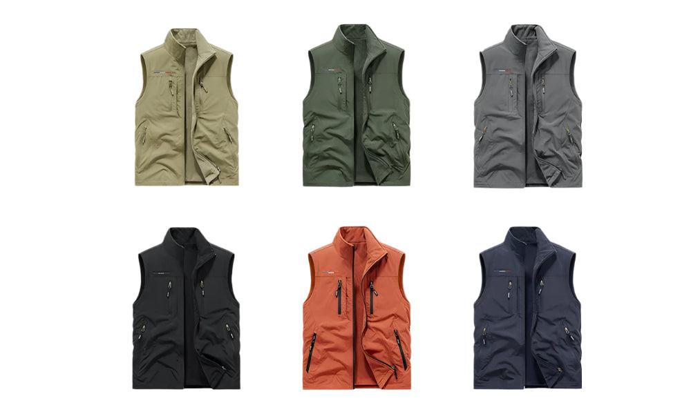 Men's Multi-Pocket Vest - Casual Outdoor Windproof Waterproof Sleeveless Jacket - JVMCL