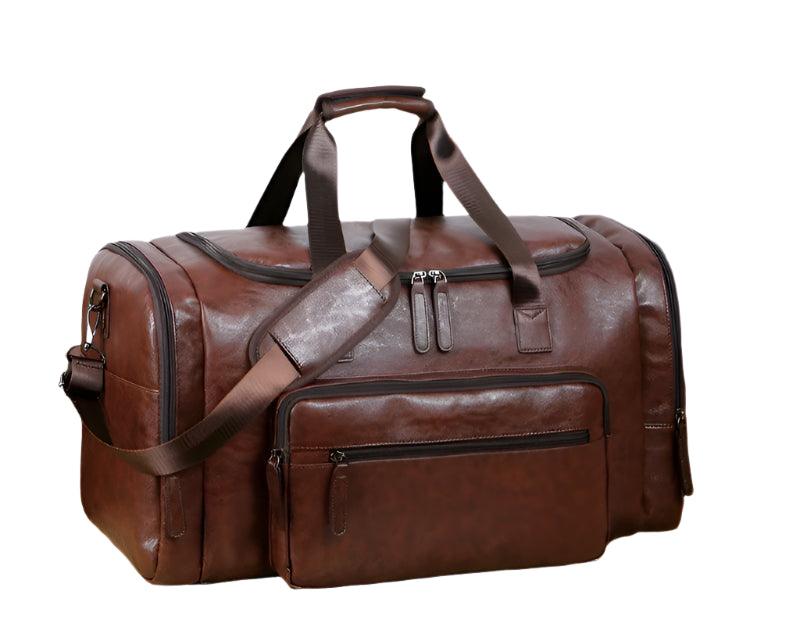 Men’s PU Leather Gym Duffel Bag – Stylish Travel & Fitness Shoulder Tote - JVMCL