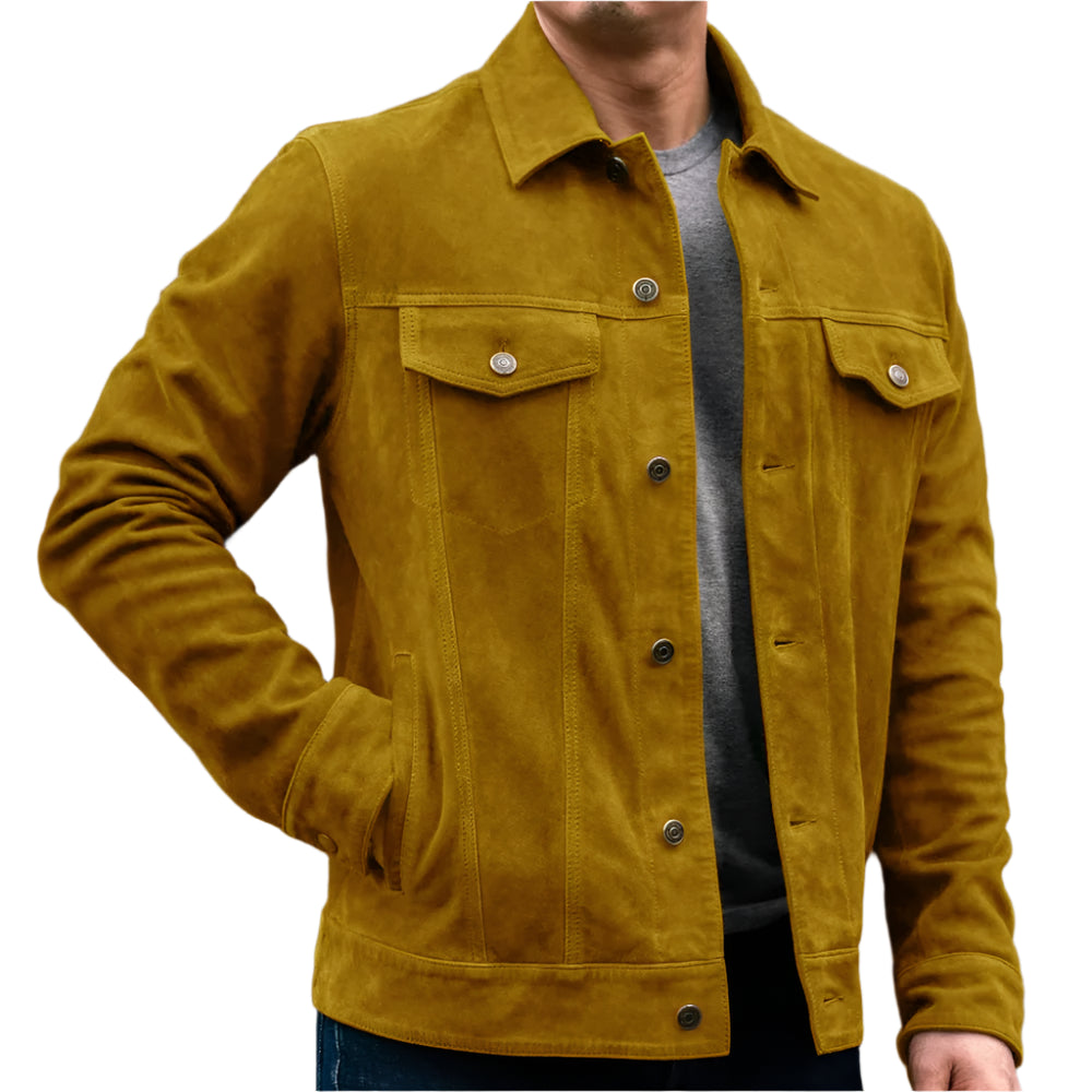 Men's Suede Jacket – Elegant Casual Suit Blazer for Spring & Autumn