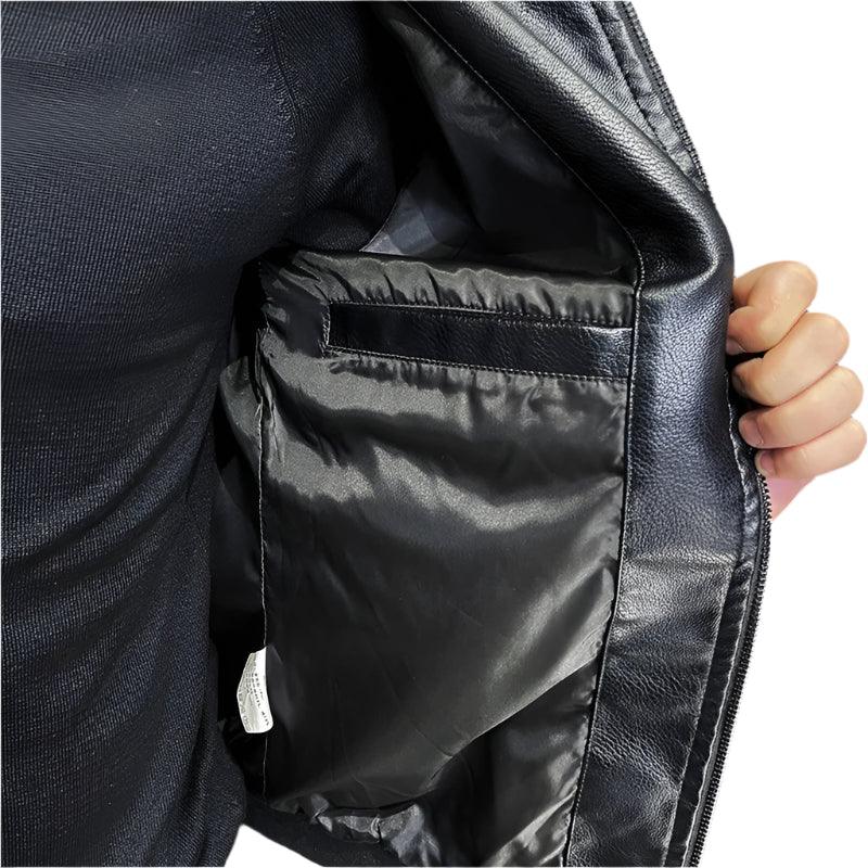 Casual Motorcycle Windbreaker Slim Fit Faux Leather Motorcycle Jacket for Men - JVMCL