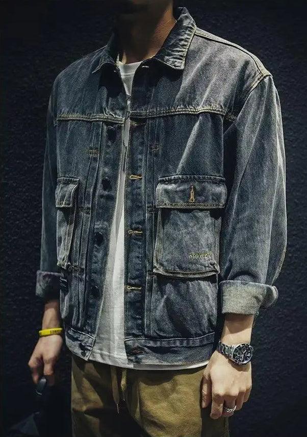 Men's High-Quality Loose Fit Denim Jacket –Trendy Retro Style with Pocket Decor - JVMCL