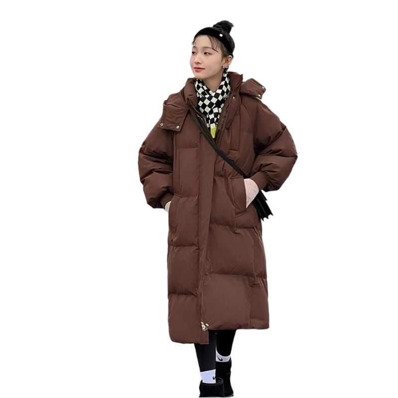 Long Sleeve Hooded Loose Plush Long Parka - Hooded Winter Zipper Coat - JVMCL