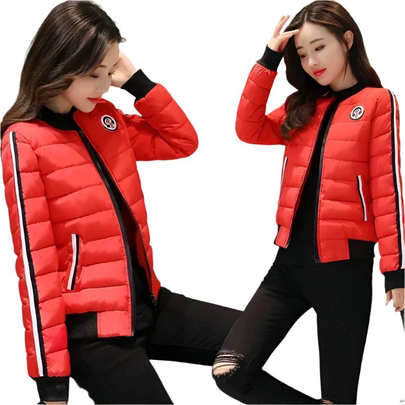 Quilted Cotton Women's Bomber Jacket: Padded Short High-Quality Winter Essential Parka Coat - JVMCL