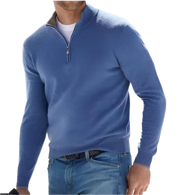 Men’s Autumn Half-Zip Breathable Knitted Turtleneck Pullover Sweater Jacket - JVMCL