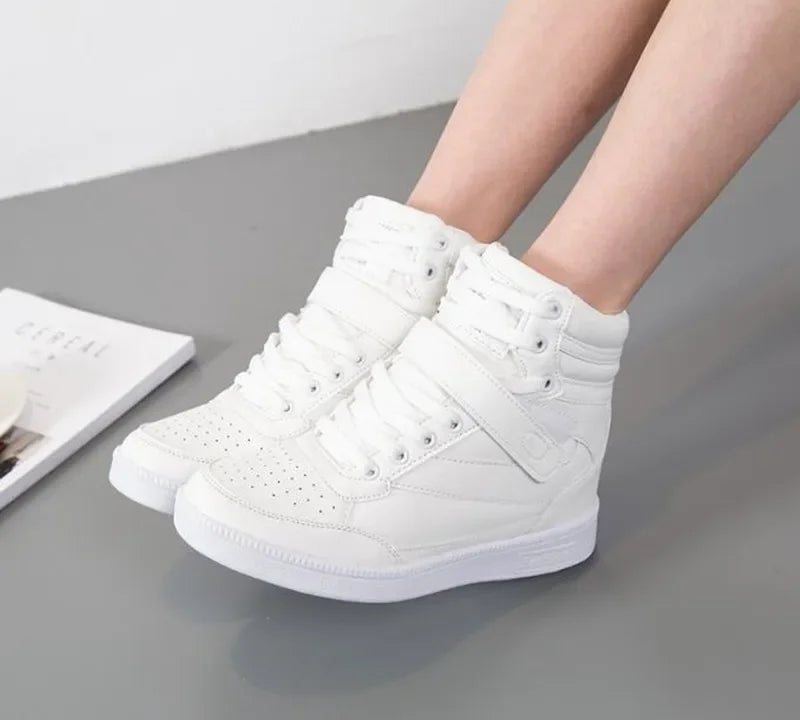 Women's Breathable High-Top Platform Sneakers – Casual Sport Boots - JVMCL