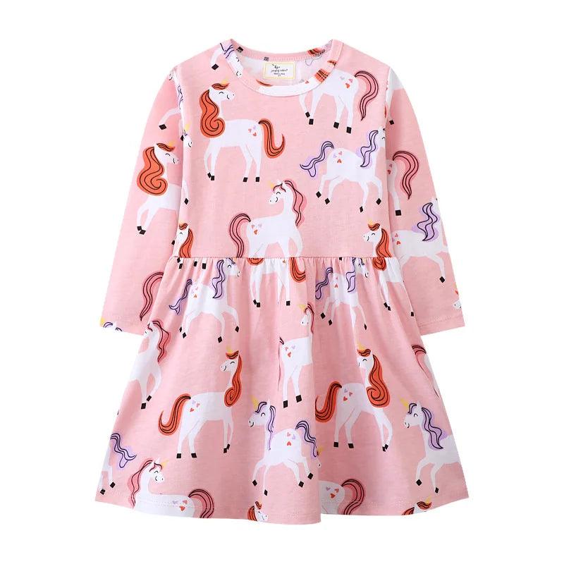 Charming Dots Button Girls' Dress – Cozy Autumn & Winter Party Outfit for Kids - JVMCL